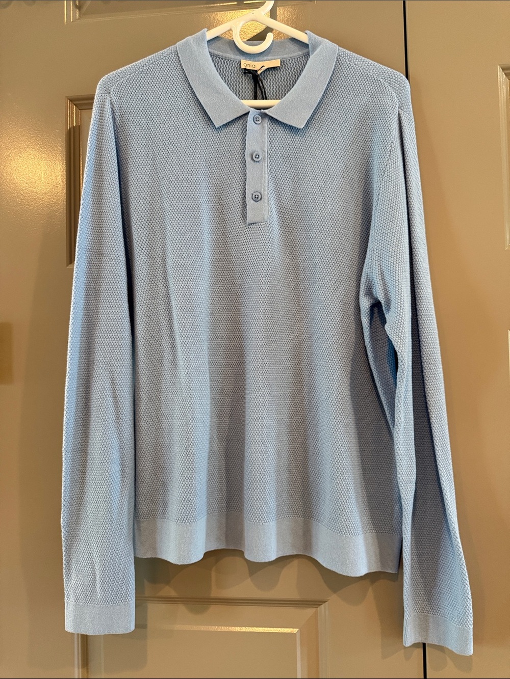 Onia Men’s Light Blue Long-Sleeve Polo Sweater NWT